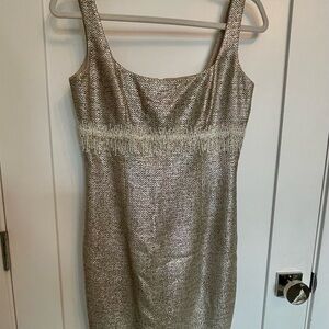 Carmen Marc Valdo gold dress with empire waist. Super cute beading.